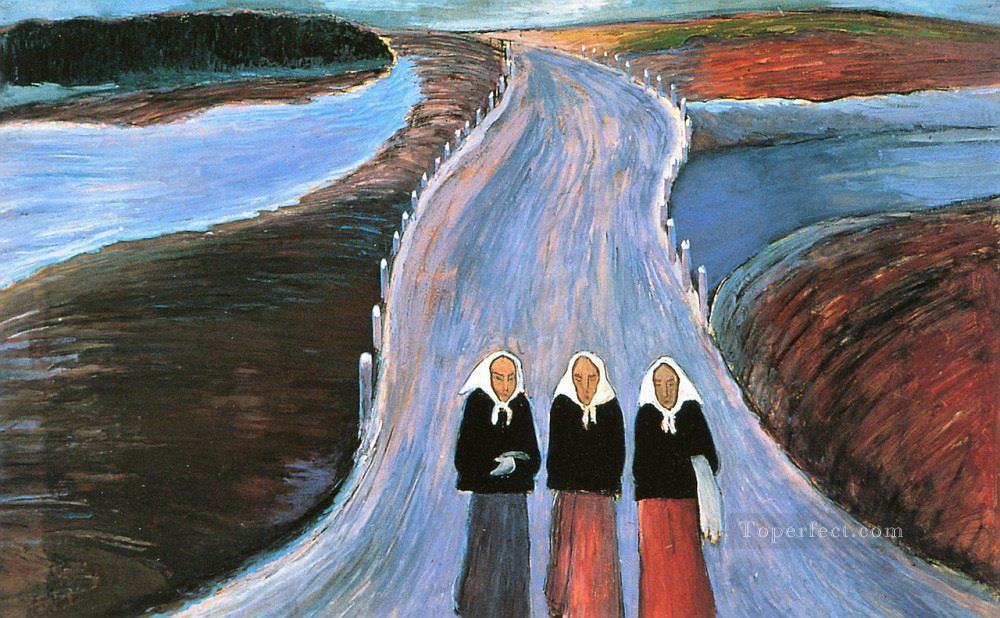 women on road Marianne von Werefkin Expressionism Oil Paintings